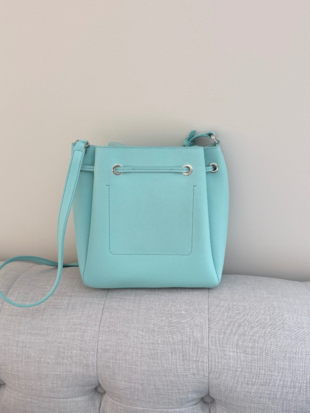 Kate Spade New York Small Saffiano Leather Bucket Bag in Aqua/Mint - Picture 2 of 5